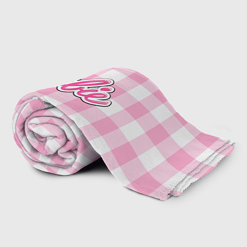 Плед Барби лого розовая клетка / 3D-Велсофт – фото 2