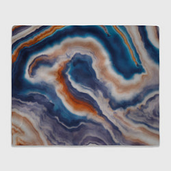 Плед флисовый Текстура агата сине-оранжевая, цвет: 3D-велсофт