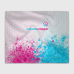 Плед флисовый Volkswagen neon gradient style: символ сверху, цвет: 3D-велсофт