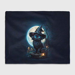 Плед флисовый Кот ведьмы - Хэллоуин, цвет: 3D-велсофт