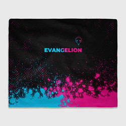 Плед флисовый Evangelion - neon gradient: символ сверху, цвет: 3D-велсофт