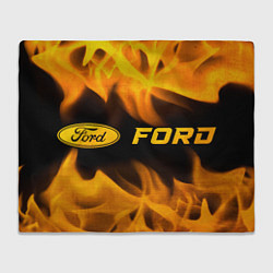 Плед флисовый Ford - gold gradient: надпись и символ, цвет: 3D-велсофт