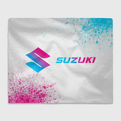 Плед флисовый Suzuki neon gradient style: надпись и символ, цвет: 3D-велсофт