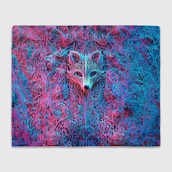 Плед флисовый Лис из розово-голубых узоров, цвет: 3D-велсофт