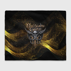 Плед флисовый Baldurs Gate 3 logo gold black, цвет: 3D-велсофт