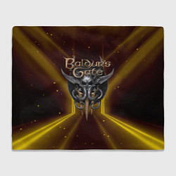 Плед флисовый Baldurs Gate 3 logo black gold, цвет: 3D-велсофт