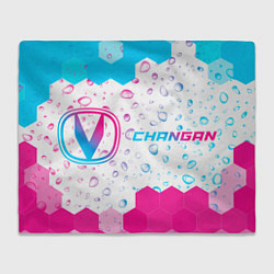 Плед флисовый Changan neon gradient style: надпись и символ, цвет: 3D-велсофт