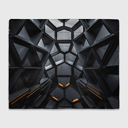 Плед флисовый Объемная черная конструкция, цвет: 3D-велсофт