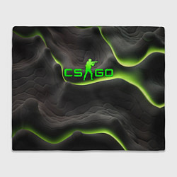 Плед флисовый CSGO green black logo, цвет: 3D-велсофт
