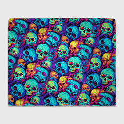 Плед флисовый Яркие кислотные черепа, цвет: 3D-велсофт