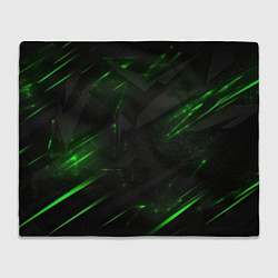 Плед флисовый Dark black green abstract, цвет: 3D-велсофт