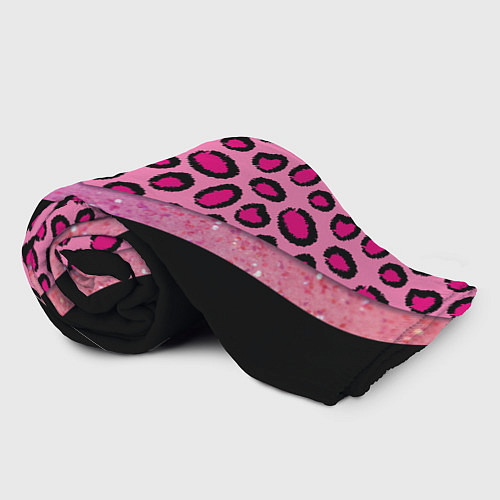 Плед Розовый леопард и блестки принт / 3D-Велсофт – фото 2