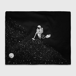 Плед флисовый Космонавт пылесосит звезды, цвет: 3D-велсофт