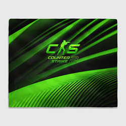 Плед флисовый CS2 Counter strike green logo, цвет: 3D-велсофт