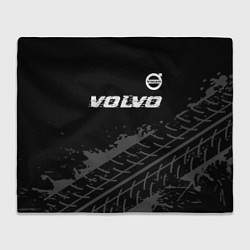 Плед флисовый Volvo speed на темном фоне со следами шин: символ, цвет: 3D-велсофт