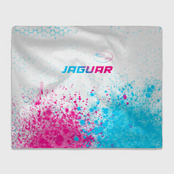 Плед флисовый Jaguar neon gradient style: символ сверху, цвет: 3D-велсофт