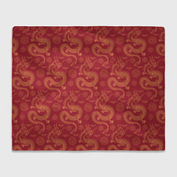 Плед флисовый Dragon red pattern, цвет: 3D-велсофт