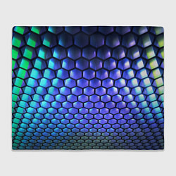 Плед флисовый Цветные соты - объемная абстракция, цвет: 3D-велсофт