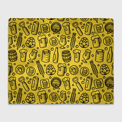 Плед флисовый Пиво и аксессуары - жёлтый, цвет: 3D-велсофт