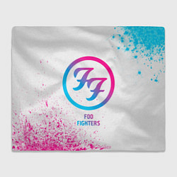 Плед флисовый Foo Fighters neon gradient style, цвет: 3D-велсофт