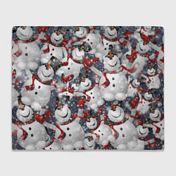 Плед флисовый Зимний паттерн со снеговиками, цвет: 3D-велсофт