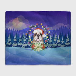 Плед флисовый Новогодний пёс, цвет: 3D-велсофт
