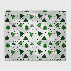 Плед флисовый Узор с зелеными елочками, цвет: 3D-велсофт