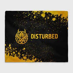 Плед флисовый Disturbed - gold gradient: надпись и символ, цвет: 3D-велсофт