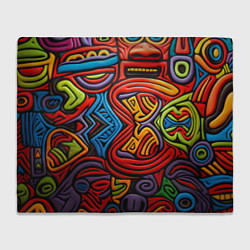 Плед флисовый Разноцветный узор в стиле абстракционизм, цвет: 3D-велсофт