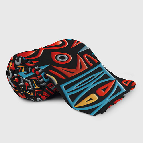 Плед Красно-синий узор в африканском стиле / 3D-Велсофт – фото 2