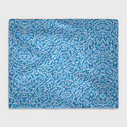 Плед флисовый Белые узоры на синем фоне, цвет: 3D-велсофт