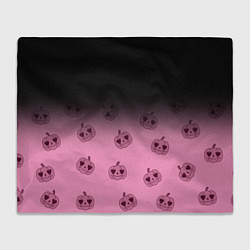 Плед флисовый Черно-розовый градиент и хэллоуинские тыквы паттер, цвет: 3D-велсофт