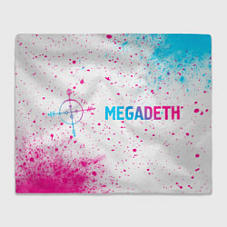 Плед флисовый Megadeth neon gradient style по-горизонтали, цвет: 3D-велсофт