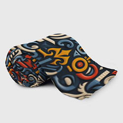 Плед флисовый Абстрактный цветной паттерн в славянском стиле, цвет: 3D-велсофт — фото 2