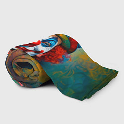 Плед флисовый Нейросеть - Хэллоуин безумный клоун, цвет: 3D-велсофт — фото 2
