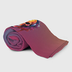 Плед флисовый Череп Dj в наушниках и брызги краски, цвет: 3D-велсофт — фото 2