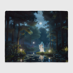 Плед флисовый Одинокий призрак в лесу, цвет: 3D-велсофт