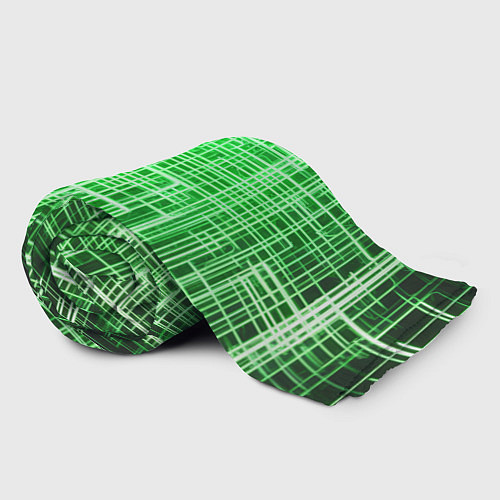Плед Зелёные неоновые полосы киберпанк / 3D-Велсофт – фото 2
