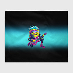 Плед флисовый Sponge Bob - rock guitarist - ai art, цвет: 3D-велсофт
