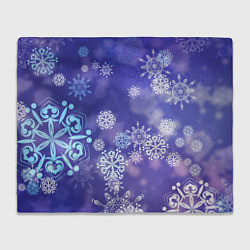 Плед флисовый Крупные снежинки на фиолетовом, цвет: 3D-велсофт