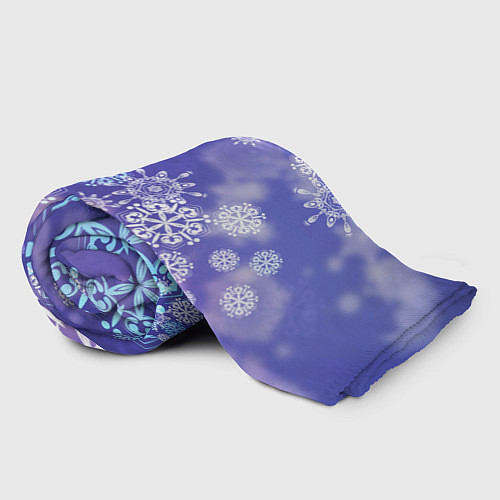 Плед Крупные снежинки на фиолетовом / 3D-Велсофт – фото 2