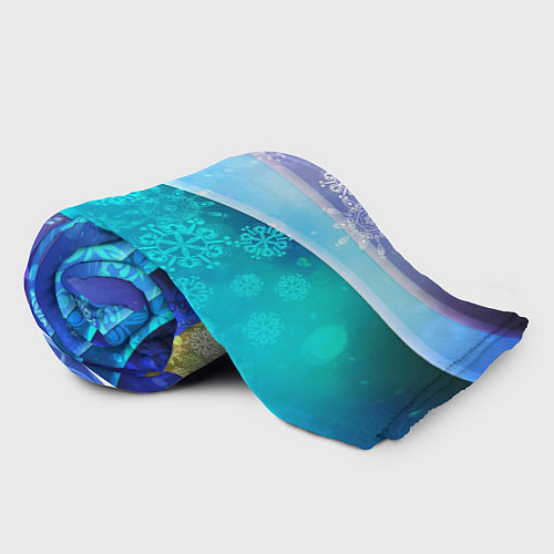 Плед Абстрактный синий волнистый фон со снежинками / 3D-Велсофт – фото 2