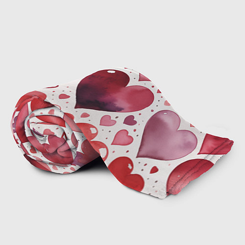 Плед Паттерн акварельные сердечки / 3D-Велсофт – фото 2