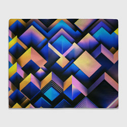Плед флисовый Неоновые абстрактные горы, цвет: 3D-велсофт