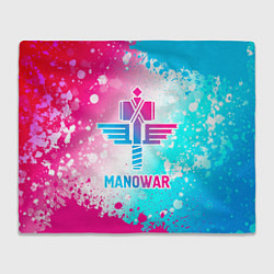 Плед флисовый Manowar neon gradient style, цвет: 3D-велсофт