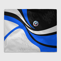 Плед флисовый BMW - синяя абстракция, цвет: 3D-велсофт