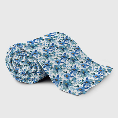 Плед Полевые голубые цветы паттерн / 3D-Велсофт – фото 2