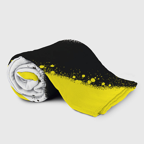 Плед Брызги желто-черных красок / 3D-Велсофт – фото 2