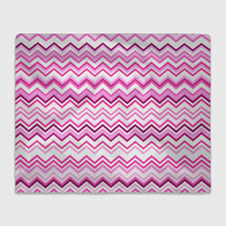 Плед флисовый Ломаные полосы бело-розовый, цвет: 3D-велсофт