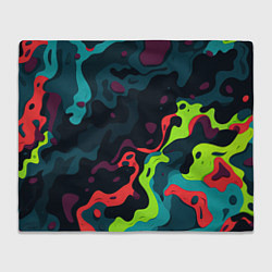 Плед флисовый Яркий кислотный абстрактный камуфляж, цвет: 3D-велсофт